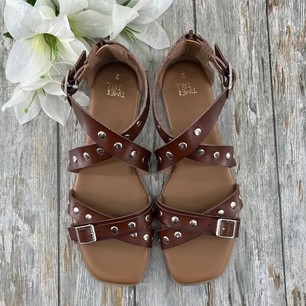 Women's Studded Gladiator Sandals Shoes Size 9
